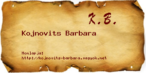 Kojnovits Barbara névjegykártya